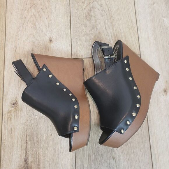 Circus By Sam Edelman Studded Leather Wedges Size 9 - Picture 1 of 7